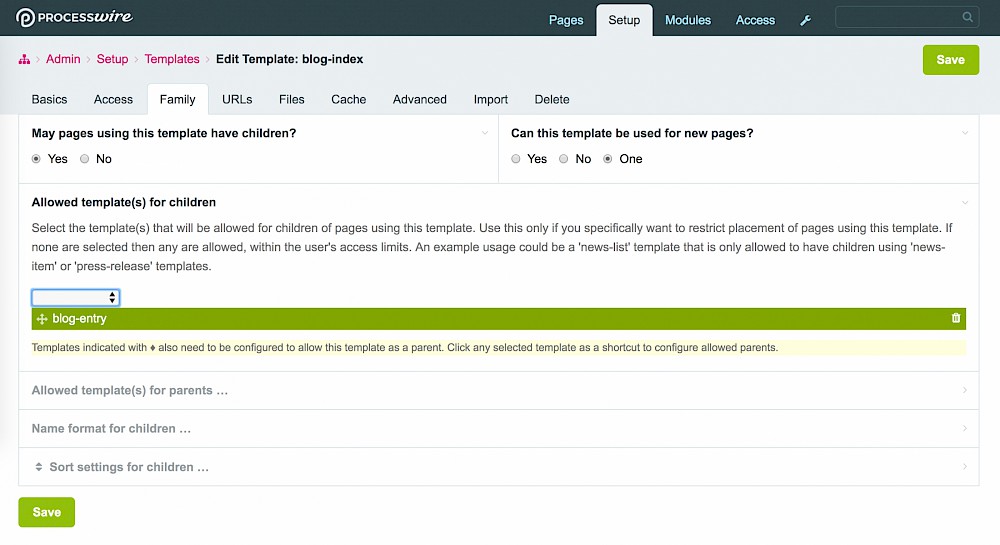 blog-index family settings