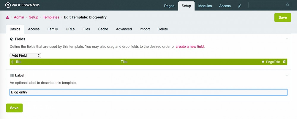 Changing the template label