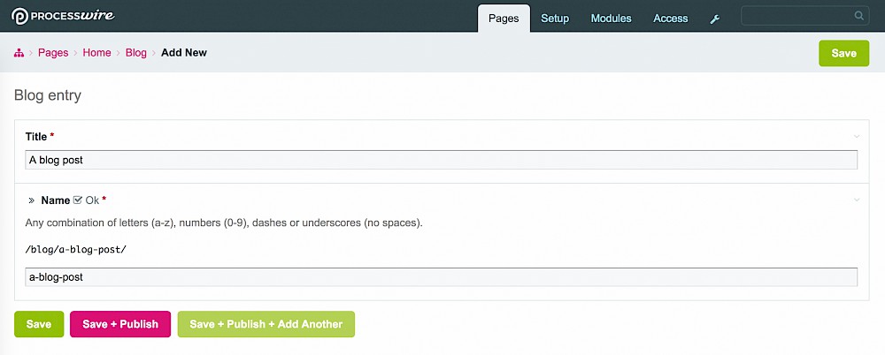 Create new blog entry