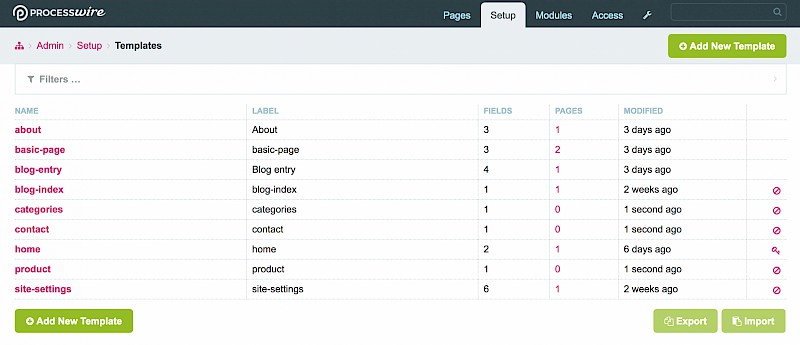 Processwire templates and how to create them